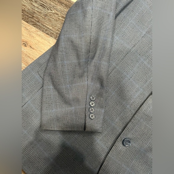 Izod Sports Coat Men's 44R Blue Lined Houndstooth 2 Button Blazer Suit Jacket - Picture 2 of 10